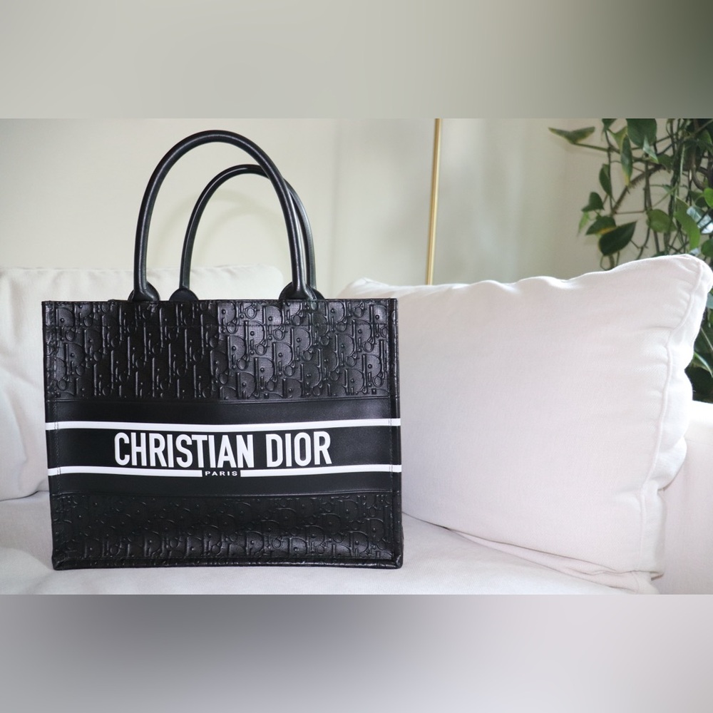 Medium Dior Book Tote Black Perforated and Embossed Dior Oblique Calfskin
